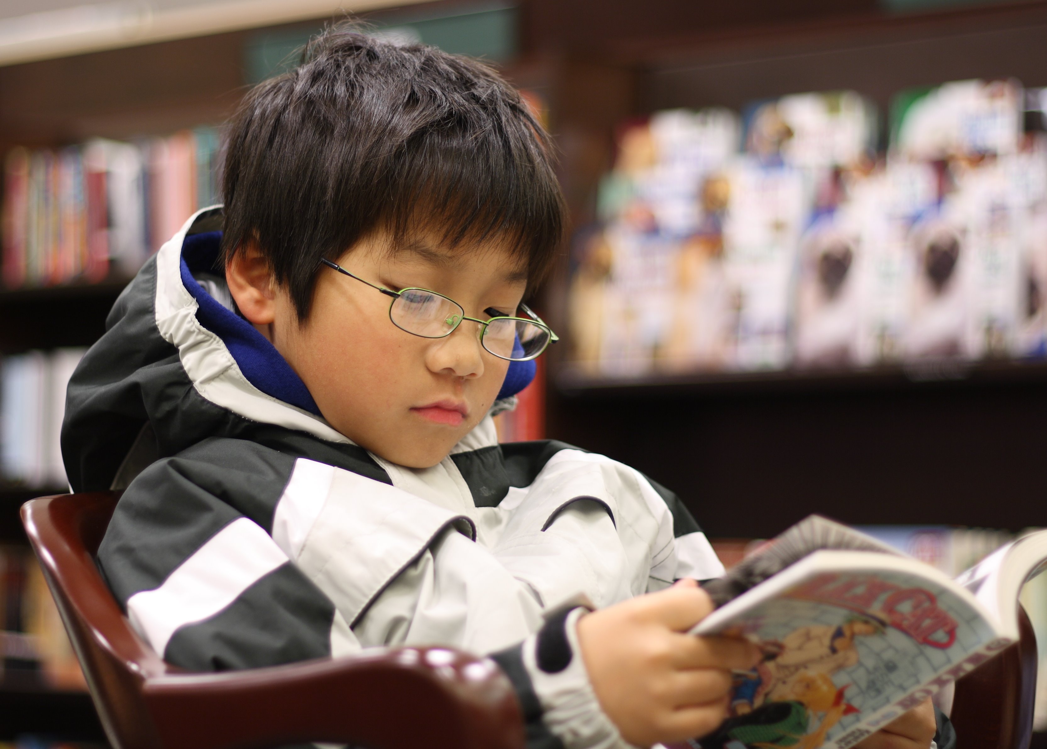 child reading a book