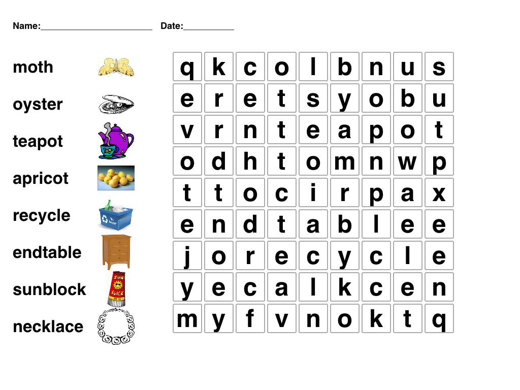 English Word Games For Grade 1